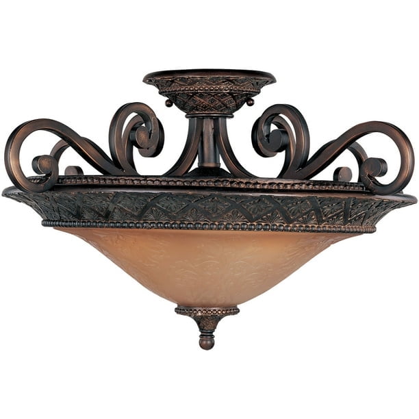 Maxim 11363SAOI Symphony 23" Semi Flush Mount Ceiling Light, 3 A19 60W Bulbs
