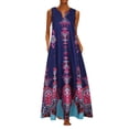 thumbnail image 1 of Robe Maxi d'Été Sans Manches à Rayures Imprimées à Col en V Vintage Décontractée pour Femme, 1 of 1