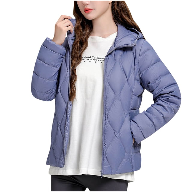 Cameland Women's Solid Color Lightweight Down Jacket Short Hooded Long Sleeved Versatile Jacket Long Sleeved Cotton Jacket
