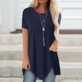thumbnail image 1 of AherBiu T-Shirts pour Femmes Grande Taille Col Rond Coupe Ample T-Shirts Surdimensionnés T-Shirts d'Été Confortables Ourlet Uni, 1 of 6