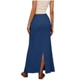 thumbnail image 5 of Tauxra Solid Color Maxi Skirt for Women Elastic Waist Long Skirt with Drawstring Casual Flowy Boho Skirt Summer Spring Daily Wear Solid Color Long Skirt for Women, 5 of 5