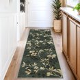 thumbnail image 4 of Botanical & Vintage Floral Runner Rug - Washable, Non-Slip, Soft Low Pile, Collapsible, Mark Resistant Carpet for Hallway, Kitchen, Entryway - Green, USA, 2x6ft (61x183cm), 4 of 8