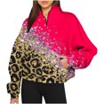 thumbnail image 1 of Mode Hoodies pour Femmes 2023 Sweatshirts Décontractés Sans Capuche Mode Manches Longues Imprimé Demi-Zip Col à Capuche Blouse 50 % de Réduction Liquidation Costumes Halloween/noël, 1 of 4