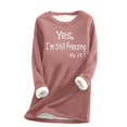 thumbnail image 2 of Sweat-Shirt d'Hiver en Peluche Chaud Doublé en Sherpa pour Femmes Col Rond Pull Tunique - Je Suis Encore Froid - Sweat-Shirts Mignons pour Adolescentes Grande Taille, 2 of 3