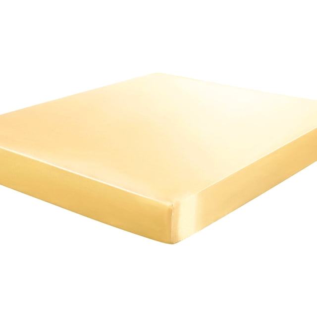 Unique Bargains Satin Silk Fitted Bed Sheet with Deep Pocket Ultra Luxury Smooth