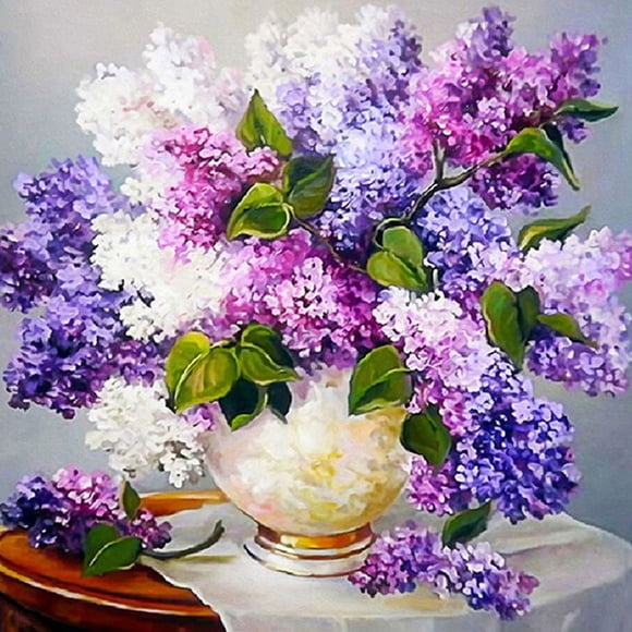 Peinture 5D Bricolage Lavande Grand Bouquet de Fleurs Fleurs Broderie Strass Perçage Complet Images de Gemmes Art Mural Artisanat et Décoration Intérieure