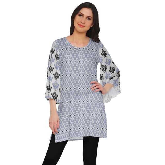 Moomaya Kurta Court Imprimé Kimono Tunique à Manches pour Femmes Tenue d'Été Kurti pour Dames