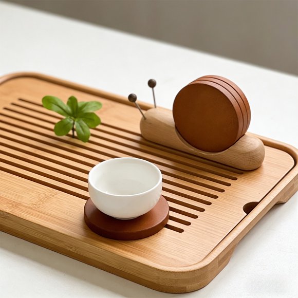 Walnut Wood Coaster, Heat Resistant Desk Protector with Stress Relief Snail Shape, Home Decor Accent for Coffee Table, Office, Kitchen, Living Room, Compact Wooden Coaster for Daily Use