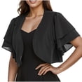 thumbnail image 1 of Meichang Boléro d'Été pour Femme en Mousseline, Ouvert à l'Avant, Transparent, à Manches Courtes, Cardigan Court pour Robe de Soirée 2024, Noir, TG, 1 of 6
