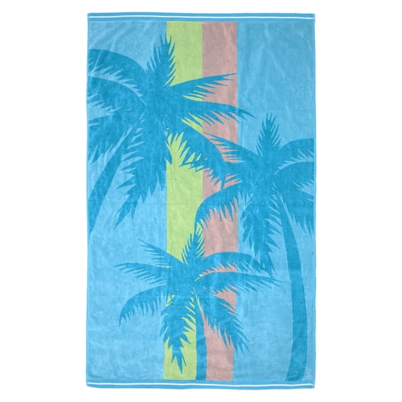 Hometrends Cotton Beach Towel, Palm Teal, 1 Piece, 40" x 70"