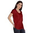 thumbnail image 2 of Inkmeso T-Shirt Basique à Encolure Dégagée Décontracté à Manches Courtes en Coton Uni T-Shirt Haut pour Femmes, 2 of 8