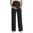 thumbnail image 1 of ’S Winter Maternity Straight Leg Pants – High Waist Over Bump High Stretch & Breathable Plus Size Pants Black M, 1 of 6