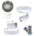 thumbnail image 1 of 2 Pièces Projecteur Accent LED Batterie Rotative Alimenté par Batterie Télécommande à Distance Mise au Point Rotative Bureau Lampe Affichage Placard Plafond à la Maison, 1 of 9