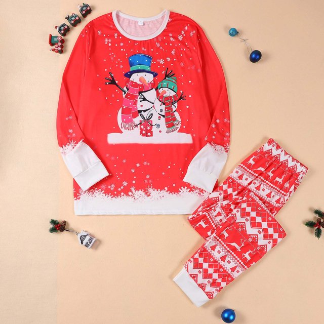Pantalon de Pyjama Tenue Parent-Enfant Costumes de Noël Patchwork à Carreaux Imprimés Vêtements d'Intérieur Col Rond Manches Longues Pyjamas Ensembles Deux Pièces Pyjamas de Noël Assortis pour Couples en Liquidation