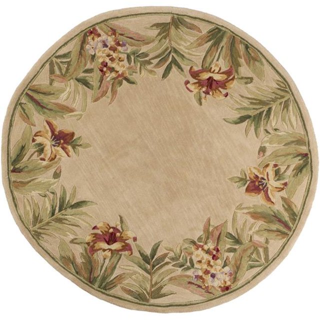 HomeRoots 354154 Tapis Rond en Laine Ivoire 5 Pi 6 Po