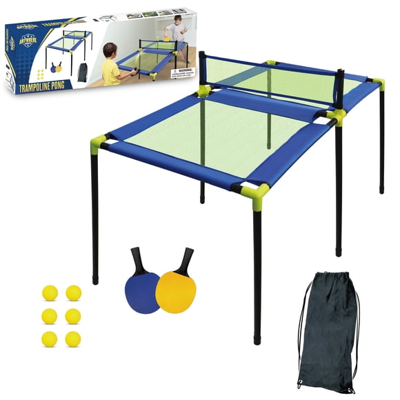 Anywhere Sports - Trampoline Portable Ping-Pong Tennis de Table Jeu pour Usage Intérieur Ou Extérieur, Comprend Deux Pagaies, Six Balles, Sac de Rangement et Table Complète