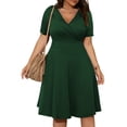 thumbnail image 1 of EGNMCR Robes de Vacances pour Femmes Robe Décontractée Grande Taille Col en V Manches Courtes Boho avec Poches, 1 of 6