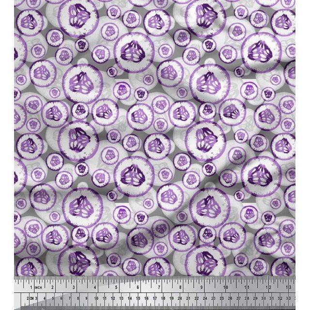 Soimoi Purple Rayon Fabric Cucumber Vegetable Decor Fabric Printed Yard 42 Inch Wide