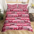 thumbnail image 2 of Erosebridal Pink Train Comforter Cover Twin, Steam Engine Bedding Twin Size, Cartoon Vehicle Decor, Reversible（No Comforter）, 2 of 6