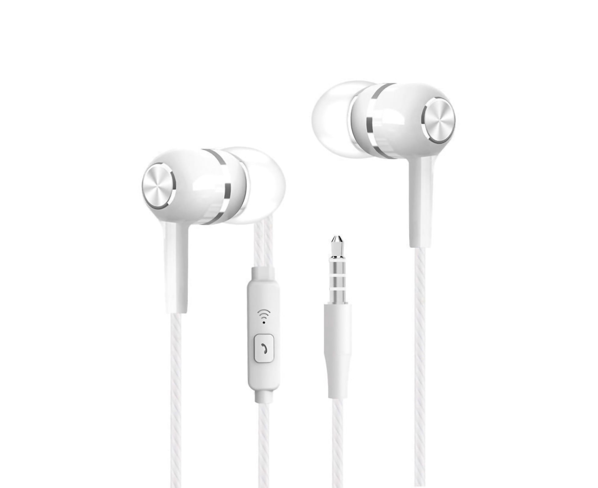 S12 Universal 3.5mm Earphone Wired Earbuds with Mic for Phone-White Button Control