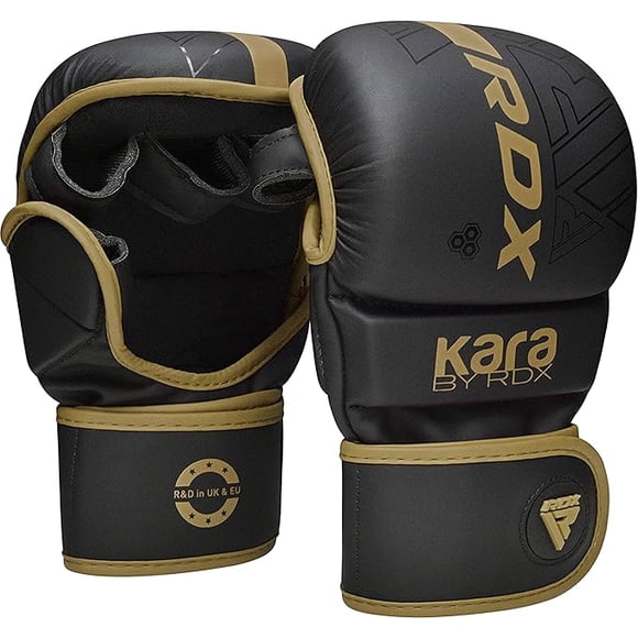 RDX MMA Boxing Grappling Gloves Muay Thai Sparring Kickboxing KARA Matte GLDN, S/M
