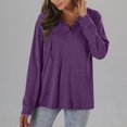 thumbnail image 2 of GigrtiJin Womens Oversized V-Neck Tops 2025 Trendy Long Sleeve Solid Color Blouses Button Decor Casual Shirts, 2 of 5
