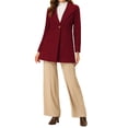 thumbnail image 2 of INSPIRE CHIC Women's Lapel Collar Buttoned Outwear Elegant Work Notch Trench Winter Coat L Burgundy, 2 of 6