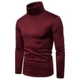 thumbnail image 2 of T-shirt à Col Roulé Uni pour Homme, Coupe Ajustée, Chandail à Enfiler Chaud, Chandail de Base, 2 of 9