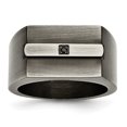 thumbnail image 1 of Bague en Acier Inoxydable Vieilli Brossé avec Noir CZ Taille 12, 1 of 3