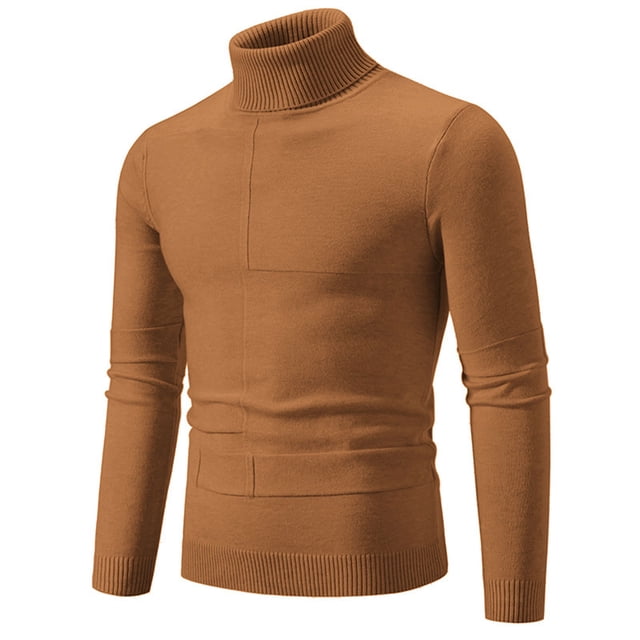Fall Oversized Sweaters for Men Mens Knitted Turtleneck Long Sleeve Turtle Neck Thermal Casual High Neck Sweaters Ribbed Pullover Sweater Fall Pullover Men S-77 Bronze XL