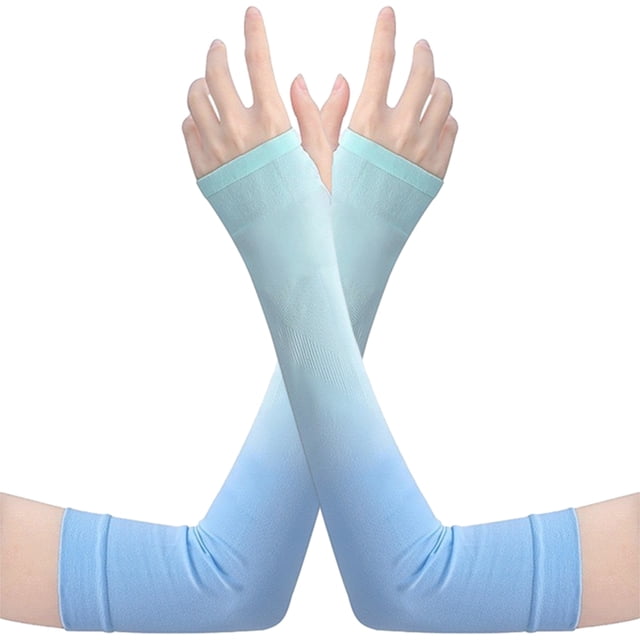 Dalazy Protection Rafraîchissante pour Manches de Bras, Dégradé de Protection Solaire pour Hommes et Femmes, Volleyball Cyclisme Bleu Vert Dégradé 1Ensemble