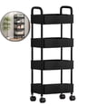 thumbnail image 1 of Dvruxg 4-Tier Plastic Rolling Utility Cart with Handle, Multi-Functional Storage Trolley for Office, Living Room, Kitchen, Movable Storage Organizer with Wheels, Black, 1 of 5