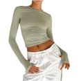 thumbnail image 1 of Birdeem Leggings Unis pour Femmes T-Shirt à Trou Rond Spice Girl Ajusté Montre Manches Longues Hauts T-Shirt, 1 of 7