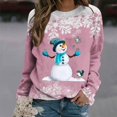 thumbnail image 2 of Femmes Pull Pulls- Pull Drop Épaule Col Rond Manches Longues Noël Tricot Sweat-Shirts Floraux Occasionnels Tops pour L Automne / Printemps / Hiver Rouge L, 2 of 6