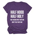 thumbnail image 1 of B91xZ Womens Mode Été Tops Imprimer Mi-Longueur Manches Courtes Col Rond Casual T-Shirt Tops, Violet L, 1 of 3