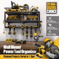 thumbnail image 2 of Power Tool Organizer Min Fast Assembly Slots Layer Heavy Duty Metal & Max lb load Cordless Power Dill Holder in Garage/Workshop/Pegboard/Shed, 2 of 8