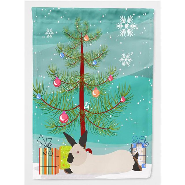 Carolines Treasures BB9334CHF California White Rabbit Christmas Flag - Canvas House Size