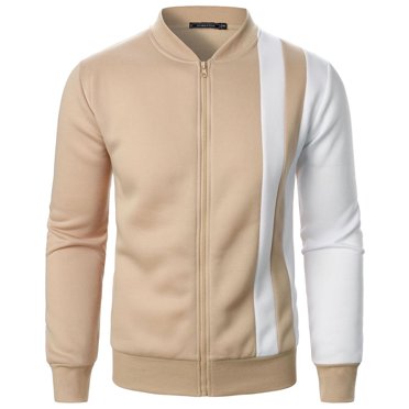 Men's Jacket Lightweight Bomber Jacket Color Block Zip Up Windbreaker Casual Fall Baseball Jackets with Pockets
