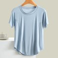 thumbnail image 4 of SDNall Blouse pour Femmes Unie Décontractée Mode Col Rond Régulière Sans Manches Hauts de Nuit, 4 of 9