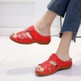 thumbnail image 2 of Womens Orthopedic Slippers Walking Slip on Sandals Comfortable Leather Wide Open Toe Platform Wedge Slides, 2 of 6
