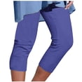 thumbnail image 1 of Yuyuzo Womens Plus Size Capris High Waisted Straight Leg Solid Color Bottom Capri Pants for Women 3/4 Slacks, 1 of 5