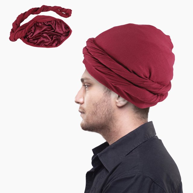 Turban Cap For Men Stretch Head Wraps Elastic Turban Scarf Tie For Hair Pre-Tied
