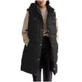 thumbnail image 1 of LOVZFMLL Winter Jackets for Women, Long Sleeveless Puffer Vest with Hood and Pockets, 1 of 4