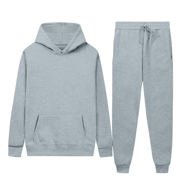 Weiqiqre Sweat Suits for Men Solid Color Loose Fit Basic Pullover Hoodies Sweatshirt Sport Jogging Suits