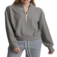 thumbnail image 1 of Solid Color Stand Collar Zipper Women‘s Loose Sweatshirt, 1 of 9