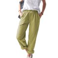 thumbnail image 4 of Mikilon Women Casual Solid Color Pockets Elastic Waist Comfortable Straight Pants, 4 of 5