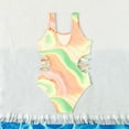 thumbnail image 5 of Girl Swimsuits One Piece Bathing Suits Quick Dry Striped Ruffle Swimwear Bathing Suit 5-6 Years, 5 of 5