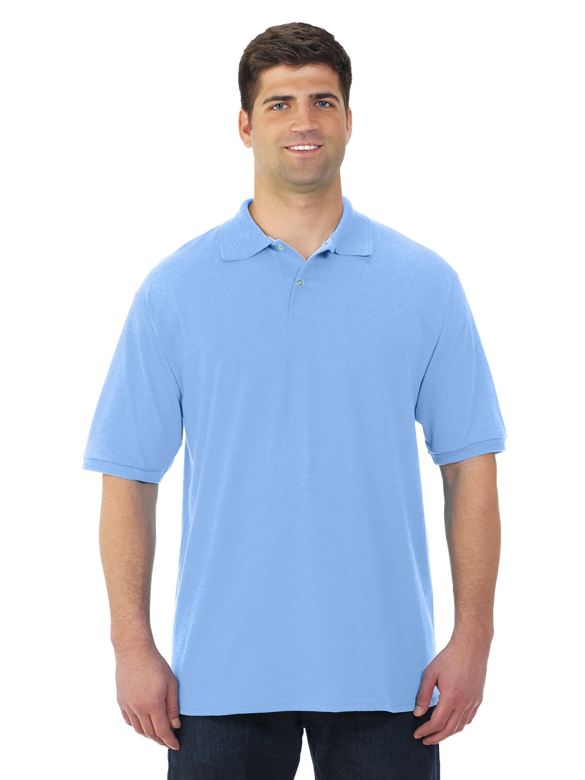 Jerzees Mens SpotShield Short Sleeve Jersey Sport Shirt, M, Light Blue