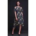 thumbnail image 3 of Bimba Blue Bird Print Flutter Sleeve Womens Party Tunic Cold Shoulder Midi Dress - X-Small, 3 of 6