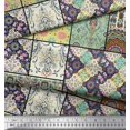 thumbnail image 2 of Soimoi Japan Crepe Satin Fabric Ogee & Mandala Patchwork Fabric Prints by Yard 42 Inch Wide, 2 of 3
